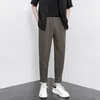 Männer Hosen 2023 Herbst Casual Anzug Baggy Gerade Elastische Taille Kleine Füße Harem Hosen Männliche Büro Knöchel Länge Khaki weiß