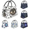 Ice Packs/Isothermic Bags Lunch Bag Tygväska Blue Greek Evil Eye Lunch Box Isolerad väska Tygväska Återanvändbar Vattentät för Menwomen Work Travel J230425