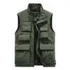 Herenvesten m-5xl heren mouwloze tanktop klassieke multi pocket mock nek vest casual regisseur verslaggever