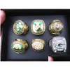 Anillos de racimo 6 unids Equipo Campeones Campeonato Anillo Conjunto con caja de madera Recuerdo Hombres Fan Regalo Drop Entrega Anillo de joyería DHI72