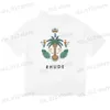 Herr t-shirt höger varumärke Rhude Fashion Coconut Tree Print Women's Summer Short Sleeve T230425
