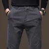 Мужские брюки, осенние хлопковые эластичные повседневные классические тонкие прямые модные корейские брюки-карго с эластичной резинкой на талии, черные, серые, зеленые