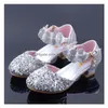 Sneakers Children Shoes For Girls High Heel Princess Sandals Fashion Kids Glitter Leather Butterfly Party Dress Wedding Dance Ga588 Dhvmo