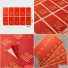 Produtos de estilo chinês 50 adesivos/pacote anos bênção quadrado primavera festival kraft papel adesivos vermelho presente envelope bens decorativos dhqvy