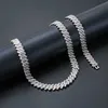 Iced Out Hip Hop 14mm وعرضه 925 الجنيه الاسترليني مع وضع Miami Cuban Link Chain VVS Moissanite Cuban Stain Necklace Netclace