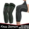 Podkładki kolanowe 1PAIR Sports Kneepads Wysokie elastyczne silikonowe bez poślizgu Bandaż Stabilizuj rzepkę Piłka nożna Wsparcie Padania Padania