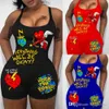 Plus Sizes Women Jumpsuits Designer 2023 Slim Sexy Summer Fashion Print U-Ausschnitt Off Back Tight Strampler 3 Farben