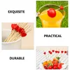 Dekorativa blommor 100 datorer Fruit Stick Bread Starter Picks Heart Cupcake Topper Tandpetare Sticks Bamboo Valentines Day