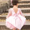 Filles robes bébé fille robe à manches longues dos nu mignon enfant en bas âge année Costume pour enfants rouge noël pour 1 à 5 ans 231124