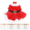 Vestuário para cães Roupas de Natal para cães Ajustável Bonito Pet Traje de Natal Quente Confortável com Arco Headdress para Festa Temática de Natal 231124