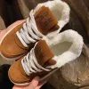 2024 New miui sneaker fur Tennis tazz Casual shoe Winter warm boot vintage Flat Ankle top quality Genuine Leather trainer Low kid Outdoor travel Walk Shoes boy With box