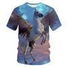 Men's T Shirts Summer 2023 Flame Horse European And American Trend Digital Printing Short-sleeved T-shirt Men