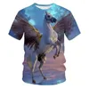 T-shirts pour hommes été 2023 flamme cheval tendance européenne et américaine impression numérique T-shirt à manches courtes hommes