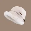 Bérets outil chaud femmes chapeau de seau moelleux cadeau doux réglable épaissir casquette de pêcheur coton peluche