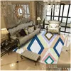 Carpets Geometric Printed Carpet In The Living Room Anti-Slip Washable Large Rugs Bedroom Bedside Sofa Floor Mat Decor Soft Area Carpe Dhb9I