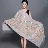 Scarves Cashmere Pashmina Women Elegant Lady Scarf Warm Shawl Long Floral Embroider Stoles Bandana Hijab Beach Blanket