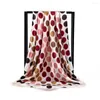 Foulards Femmes Foulard en soie 90 cm Été Femelle Euro Dot Imprimer Tête carrée Haute Qualité Satin Grand Châle Hijab