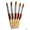 Nail Brushes Brush Flat Round Kolinsky Sable Art Gel Builder Manicure Tool With Wood Handle Mjb001 Drop Delivery Health Beauty Salon T Dhi9L
