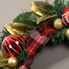 Flores decorativas Delicada corona de puerta de Navidad artificial con diseño de tema para regalos colgantes de árboles Familia Noel