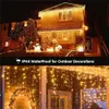 Kerstversiering Kerstversiering voor thuis Buiten LED-gordijn Ijspegel Lichtslinger Straatslinger op het huis Winter 3M-35M Jaardecoratie 231124