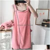 Badhandduk Chic Girls Wearable Handels Superfine Fiber Solid Color Soft and Absorbent Cleaning El Home Badrum Drop Delivery Garden S DH7XT