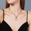 Hänghalsband tjocka kedja växlar klämma guld blandad länkad cirkel för kvinnor minimalistisk choker halsband smycken present