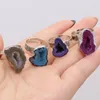 Cluster Rings Style Natural Stone Ring Adjustable Alloy Irregular Agates Charms For Elegant Women Love Romantic Birthday Gift