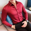 Men's Dress Shirts Classic Lapel Tops For Men Slim Fit Button Down Business Autumn Fashion M 3XL Various Colors