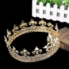 Full circle gold prom accessories king mens crown prom gold rhinestone headwear J0113