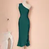 Umstandskleider Sommer Frauen Elegant Bodycon Eine Schulter Fashion Party Rüschen Saum Robe Femme 230425