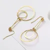 Boucles d'oreilles pendantes HF JEL cercle personnalité créative crochet Long couleur or goutte ronde pour les femmes bijoux minimalistes