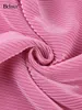 Tvådelt klänning bclout elegant rosa kjol sätter 2 stycken kvinnor kläder våren oneck ärmlösa skördetoppar svart elastiska midja långa kjolar kostymer 230424