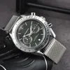 Omeg Frist Watch для мужчин 2024 Мужские часы пять игл все циферблаты работают Quartz Watch Top Luxury Brand Clock Hronograph Fashion Steel и кожаный ремешок Speedmaster O-07