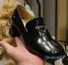 Genuine Leather high heeled womens loafers kitten heel Square head designer