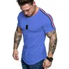 Men's T-skjortor Summer Casual Men t-shirt Solid Patchwork Slim Fitness Sport Kort ärm O-Neck Over Size Streetwear Clothsing