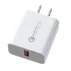 Сотовый телефон Home Chargers 18W QC3.0 Fast Charger US EU Стандартная зарядка адаптер USB Зарядка нет пакета