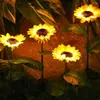 Lampada da palo da terra IP65 Impermeabile LED Girasoli solari Lampada da giardino decorativa con accensione/spegnimento automatico