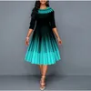 Sukienki swobodne seksowne kobiety gradient patchwork imprezowy sukienka wiosna lato O-Neck długi rękaw z wysokim talii huśtawka midi sukienki eleganckie damie vestidos 230425