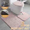 Coprisedili per WC 3 pezzi Cuscino da bagno antiscivolo Set di tre pezzi Copri tappeto Tappetino lavabile