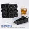 4/6/8 Silicone Ice Cube Mold Black Ice Ball Mold Round Square Ice Tray Mold Food Grade Reusable Ice Maker Ice Cream Tools
