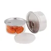 100pcs Clear Plastic Jar PET with Metal Lid Airtight Tin Can Pull Ring Concentrate Container Food Herb Storage 100ML