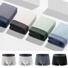 Cuecas masculinas calcinha de algodão masculino boxers roupa interior calças planas u bolsa convexa confortável respirável grande