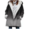 Vestes pour femmes hiver épaissir peluche vêtements d'extérieur décontracté femmes dégradé cardigan manteaux surdimensionné poche zippé pardessus dames chaquetas
