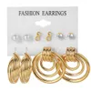 Pendientes de Metal exagerados de Color dorado IPARAM para mujer, aro de cristal de perla trenzada geométrica, regalos de joyería de moda 230424