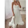 Casual Dresse Spaghetti Straps Prom Dress Ruffles Hem Sleeveless Long Female Dresses 2023 Elegant Party Evening Gowns Aline Vestidos 230424