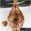 Koku lambaları Peri Masalı Aladdin Sihirli Lamba Vintage Censer Yaratıcı Metal Aroma Brülör MTI Renk Tütsü Brülörleri 35x12x18.5 Dhtdj