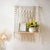 Arazzi Boho Macrame Arazzi da parete Natura Cotone Fatto a mano Bohemien Decorazioni per la casa Arazzo con frontone intrecciato