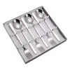 Flatvaruuppsättningar 6st 304 Rostfritt stålskedgaffel Cutlery Korean Mixing Soup Hushålls Tabeller TILLBEREDELSPROKTID160GSM