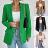 Ternos femininos gola lapela escritório blazer jaquetas cor sólida feminino com bolsos estilo elegante decote em v fino ajuste roupa de férias