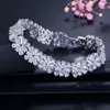 Bracelets de charme CWWZircons Femmes Bijoux De Mode Magnifique Couleur Argent Printemps Fleur Zircon Cubique Connecté Tennis Bracelet pour Mariage CB010 230425